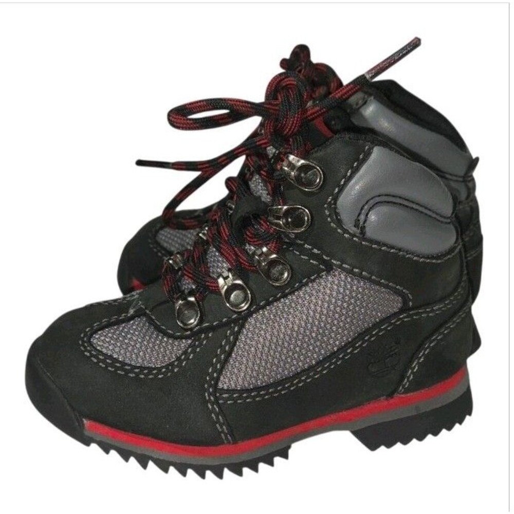 Vintage Timberland Scorch Mid Trail Hiking Boots Toddler Size 6 Black Red #9288